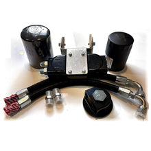 Load image into Gallery viewer, SABAR H1 dual remote bypass oil filter kit with pre-made braided lines, bracket, block adapter, and both filters